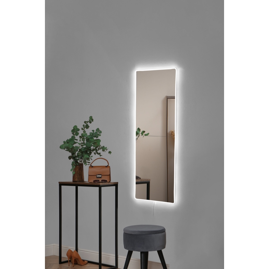 LED Fali tükör világítással RECTANGULAR 80x20 cm fehér