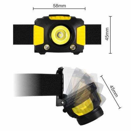 LED Fejlámpa 2xLED/5W/3xAAA + LED/3W