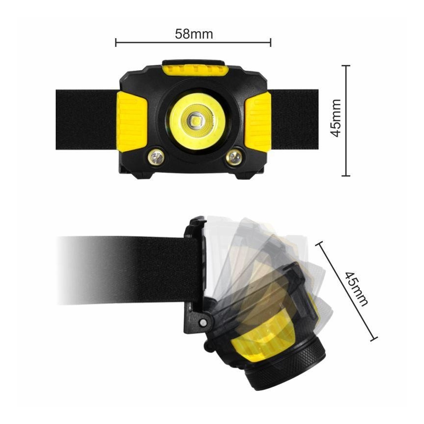 LED Fejlámpa 2xLED/5W/3xAAA + LED/3W