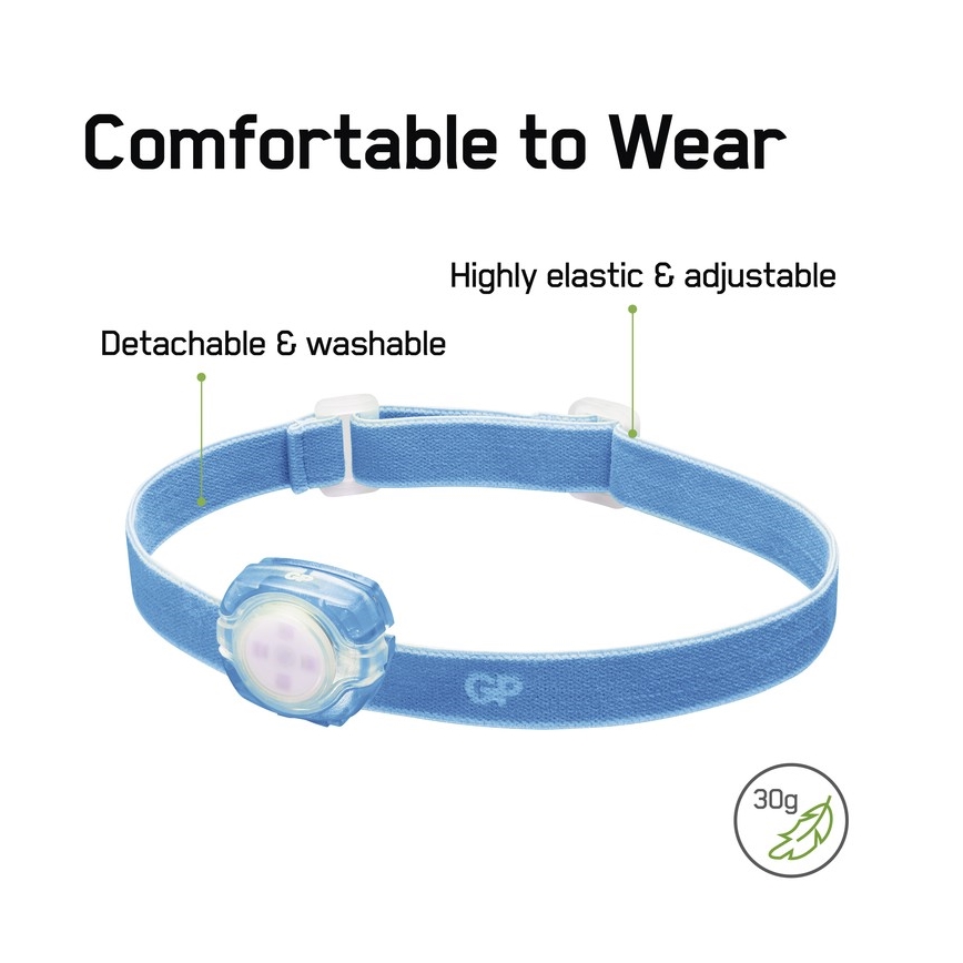 LED Fejlámpa GP EVERYBODY 4xLED/2×CR2025 kék