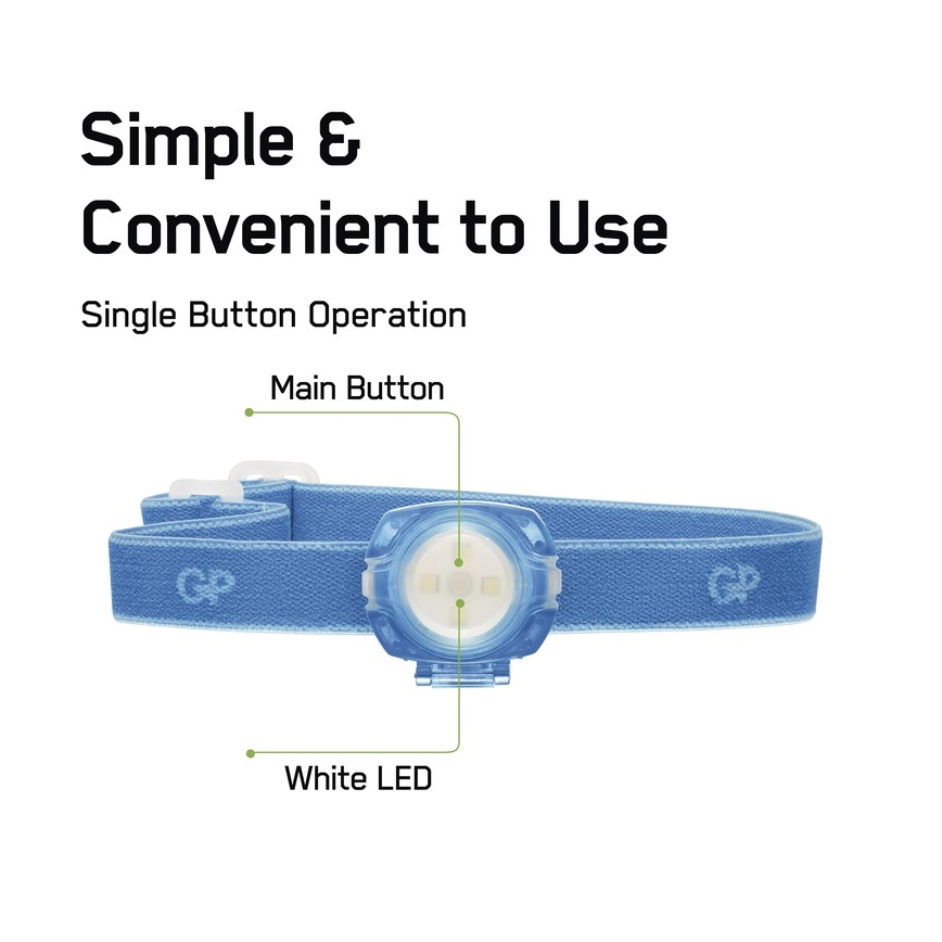 LED Fejlámpa GP EVERYBODY 4xLED/2×CR2025 kék