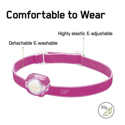 LED Fejlámpa GP EVERYBODY 4xLED/2×CR2025 rózsaszín