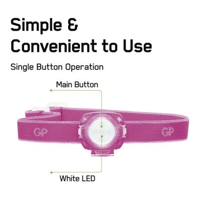 LED Fejlámpa GP EVERYBODY 4xLED/2×CR2025 rózsaszín