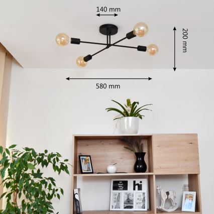 LED Felületre szerelhető csillár CAMBRIDGE 4xE27/8W/230V fekete