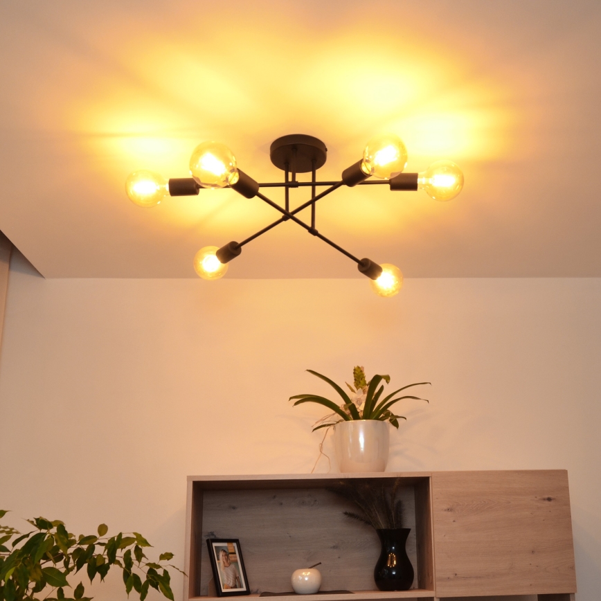 LED Felületre szerelhető csillár CAMBRIDGE 6xE27/8W/230V fekete