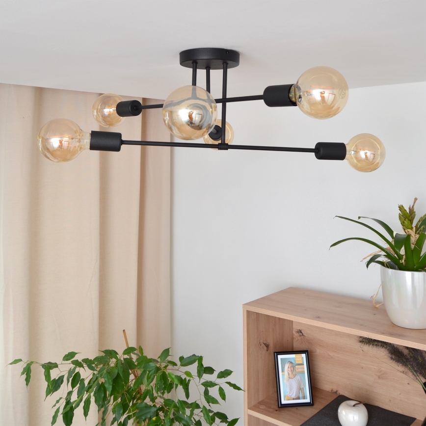LED Felületre szerelhető csillár CAMBRIDGE 6xE27/8W/230V fekete