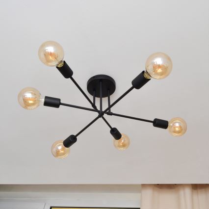 LED Felületre szerelhető csillár CAMBRIDGE 6xE27/8W/230V fekete