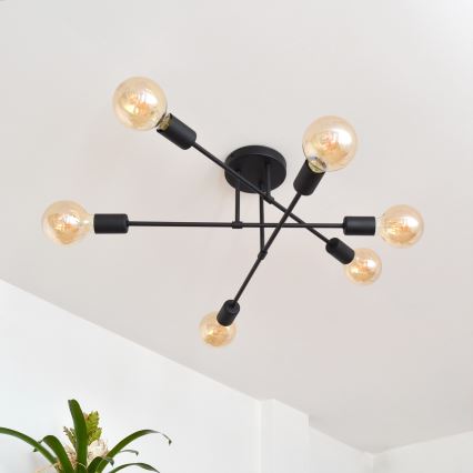 LED Felületre szerelhető csillár CAMBRIDGE 6xE27/8W/230V fekete