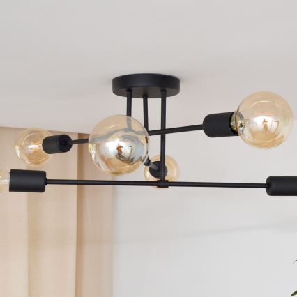 LED Felületre szerelhető csillár CAMBRIDGE 6xE27/8W/230V fekete