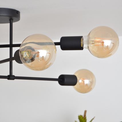 LED Felületre szerelhető csillár CAMBRIDGE 6xE27/8W/230V fekete