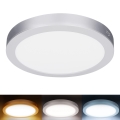 LED felületre szerelhető/süllyesztett panel 2 az 1-ben 24W/230V 3000/4000/6000K átm. 30 cm IP54 ezüst
