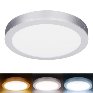 LED felületre szerelhető/süllyeszthető panel 2 az 1-ben 18W/230V 3000/4000/6000K átm. 22,5 cm IP54 ezüst