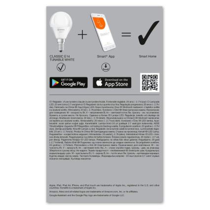 LED fényerő-szabályozós izzó SMART+ E14/5W/230V 2,700K-6,500K Wi-Fi - Ledvance