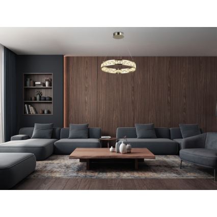 ENRIQUE LED fényerőszabályozható kristálycsillár kábeles függesztéssel LED/40W//230V 3000-6000K átmérő 60 cm + távirányító