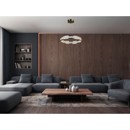 ENRIQUE LED fényerőszabályozható kristálycsillár kábeles függesztéssel LED/40W//230V 3000-6000K átmérő 60 cm + távirányító