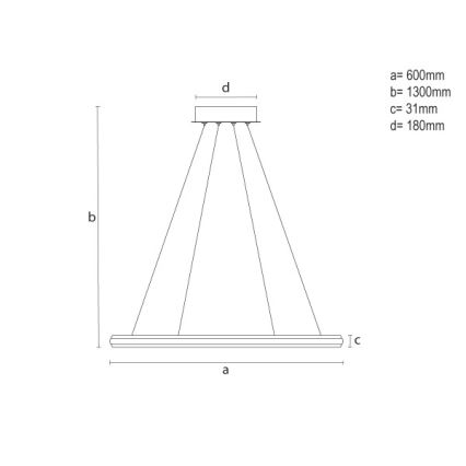 Fényerőszabályozható LED kábeles csillár LED/55W/230V 3000-6500K átm. 60 cm + távirányító