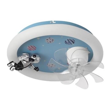LED, fényerőszabályozható gyermek mennyezeti lámpa ventilátorral LED/48W/230V 3000/4000/6000K kék + távirányító