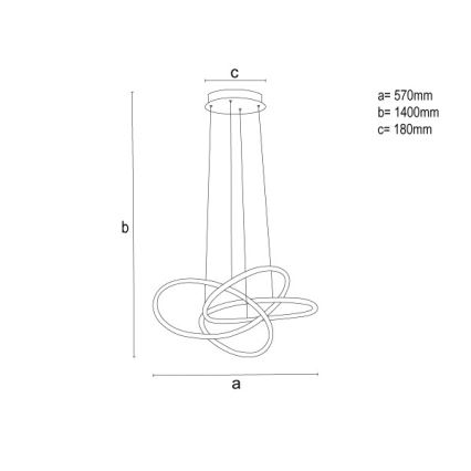 LED fényerőszabályozható csillár zsinóron LED/95W/230V 3000-6500K Ø57 cm + távirányító