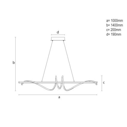 LED, fényerőszabályozható kábeles csillár LED/50W/230V 3000-6500K 100 cm + távirányítóval