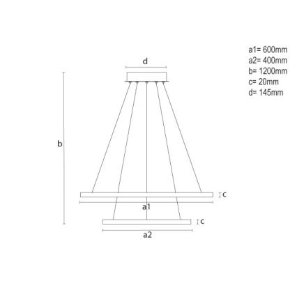 LED dimmelhető csillár kábellel LED/55W/230V 3000-6500K átm. 60 cm + távirányítóval