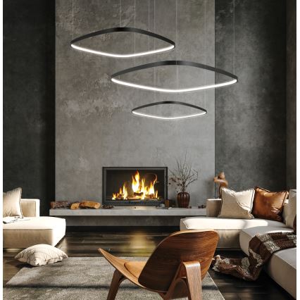 LED, fényerőszabályozható, kábelre függesztett csillár LORENZO LED/70W/230V 3000/4000/6000K fekete + távirányítóval