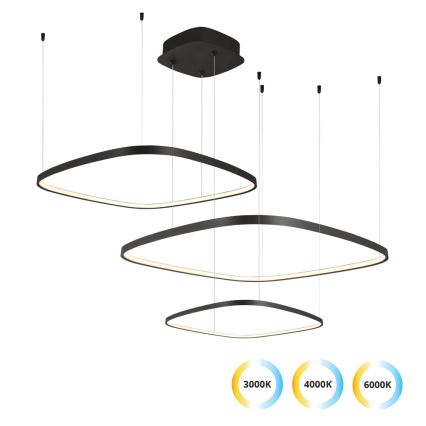 LED, fényerőszabályozható, kábelre függesztett csillár LORENZO LED/70W/230V 3000/4000/6000K fekete + távirányítóval