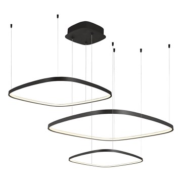 LED, fényerőszabályozható, kábelre függesztett csillár LORENZO LED/70W/230V 3000/4000/6000K fekete + távirányítóval