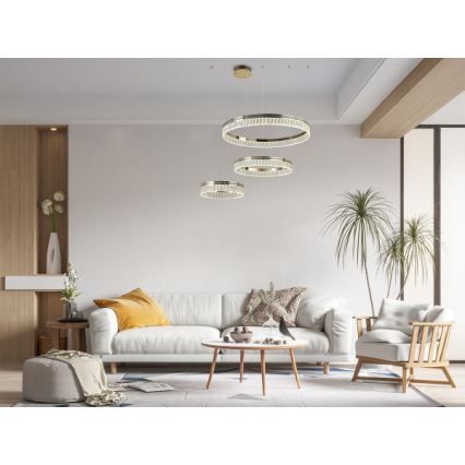 LED fényerőszabályozható kristálycsillár kábeles függesztéssel THALIA LED/120W/230V 3000-6000K + távirányító