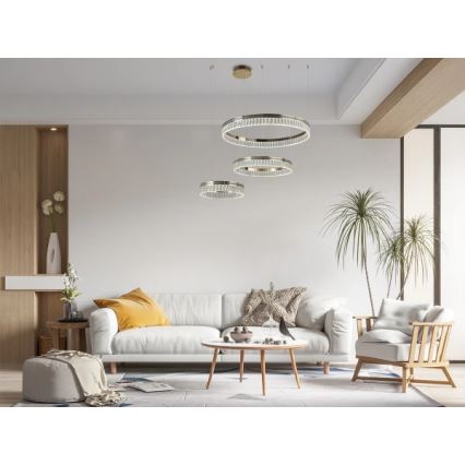 LED fényerőszabályozható kristálycsillár kábeles függesztéssel THALIA LED/120W/230V 3000-6000K + távirányító