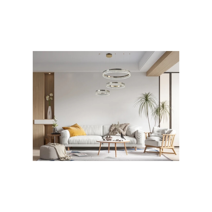 LED fényerőszabályozható kristálycsillár kábeles függesztéssel THALIA LED/120W/230V 3000-6000K + távirányító
