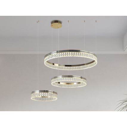 LED fényerőszabályozható kristálycsillár kábeles függesztéssel THALIA LED/120W/230V 3000-6000K + távirányító