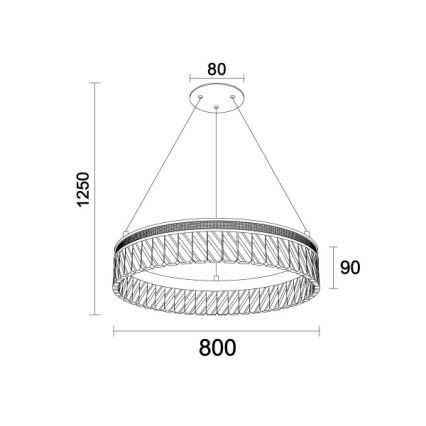 LED dimmelhető kristálycsillár kábelen függesztett THALIA LED/55W/230V 3000-6000K Ø 80 cm + távirányítóval