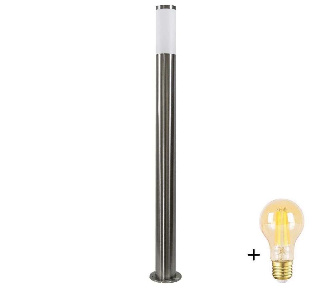 LED fényerőszabályozható kültéri lámpa LIVIA 1xE27/6W/230V 100 cm IP44 ezüst SA0464+AI0042