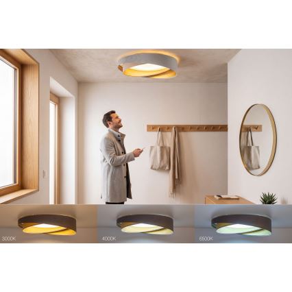 LED fényerőszabályozható mennyezeti lámpatest SMART GALAXY MODERN LED/24W/230V 3000-6500K Ø 55 cm szürke/bézs/arany + távirányító