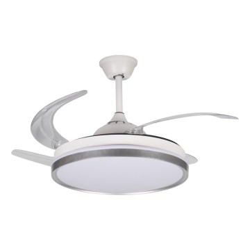 LED Fényerőszabályozható mennyezeti lámpa ventilátorral PLAVE LED/36W/230V 3000-6500K ezüst/fehér + távirányítóval