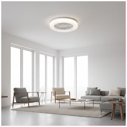 LED-es, fényerőszabályozható mennyezeti lámpa ventilátorral VENTELUX LED/24W/230V 3000/4000/6500K átm. 45 cm fehér + távirányító