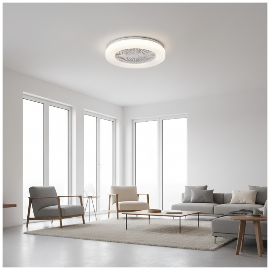 LED-es, fényerőszabályozható mennyezeti lámpa ventilátorral VENTELUX LED/24W/230V 3000/4000/6500K átm. 45 cm fehér + távirányító