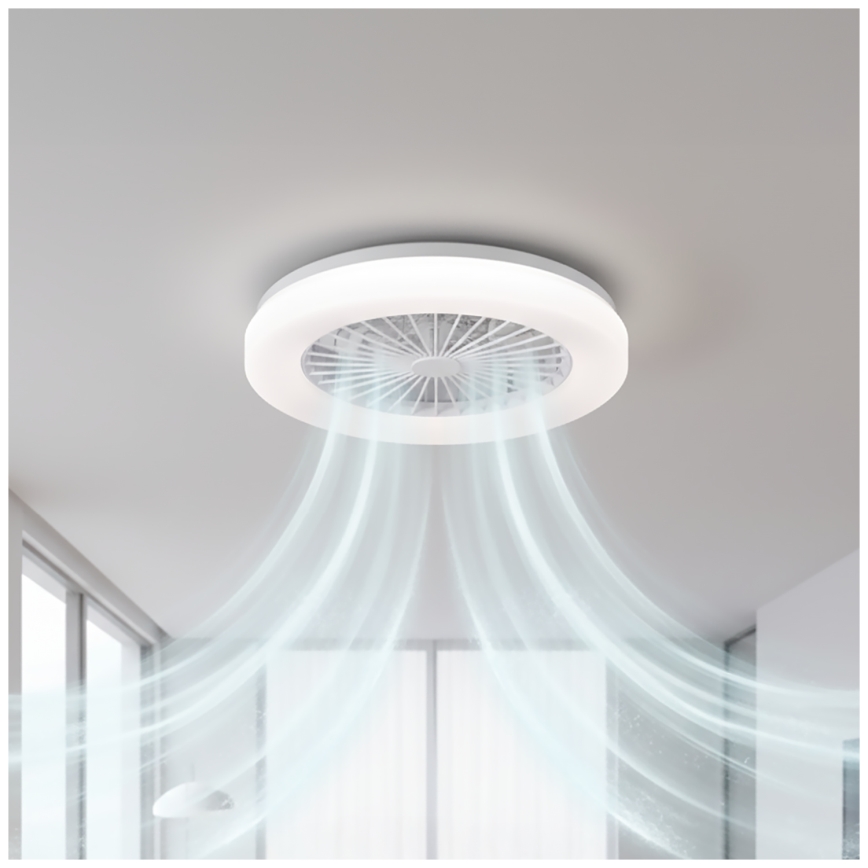 LED-es, fényerőszabályozható mennyezeti lámpa ventilátorral VENTELUX LED/24W/230V 3000/4000/6500K átm. 45 cm fehér + távirányító