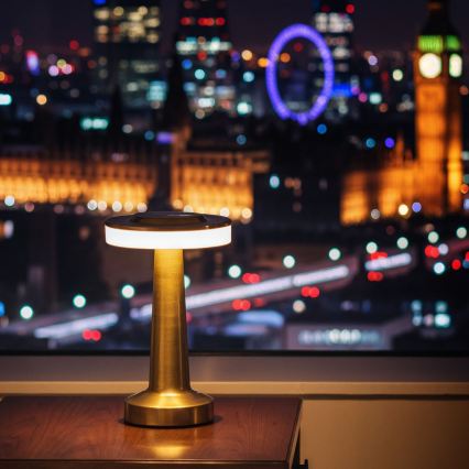 Dimmelhető, újratölthető LED asztali lámpa LONDON LED/2W/5V 2700K/4000K/6500K 400 mAh arany