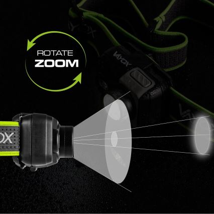 LED fényerőszabályozható, újratölthető fejlámpa LED/10W/5V/3xAAA IP66 800 lm 1000 mAh