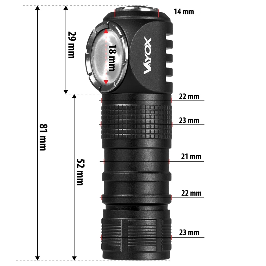 Fényerőszabályozható, újratölthető LED fejlámpa piros fénnyel — 3 az 1-ben LED/10W/5V IP66 500 lm 800 mAh