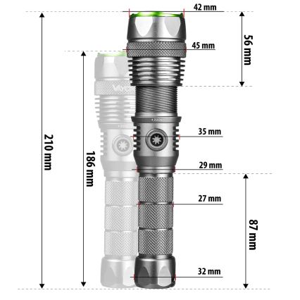 LED fényerőszabályozható, tölthető zseblámpa powerbank funkcióval LED/30W/5V IPX7 3000 lm 4000 mAh