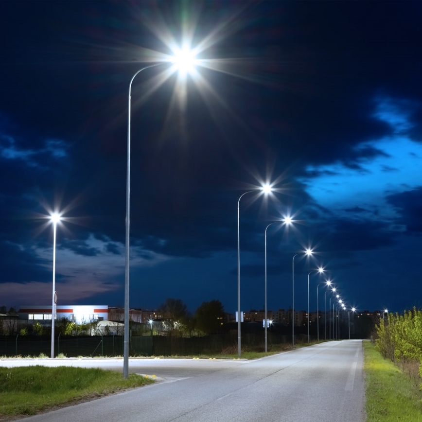 LED dimmelhető utcai lámpa alkonykapcsolóval és napelemes panellel LED/200W/20000 mAh 6500K IP65 szürke