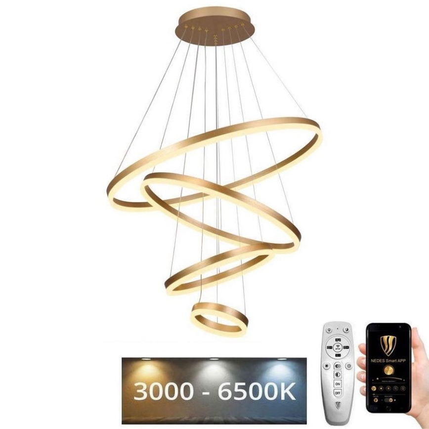 LED Fényerőszabályzós csillár kábellel LED/165W/230V 3000-6500K átm. 80 cm + távirányító