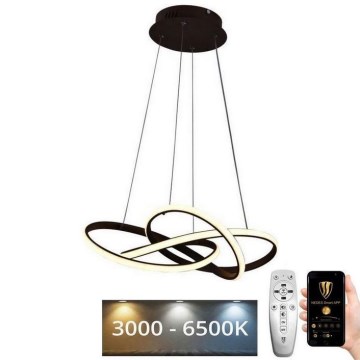 LED Fényerőszabályzós csillár kábelre szerelve LED/65W/230V 3000-6500K átm. 48 cm barna + távirányító