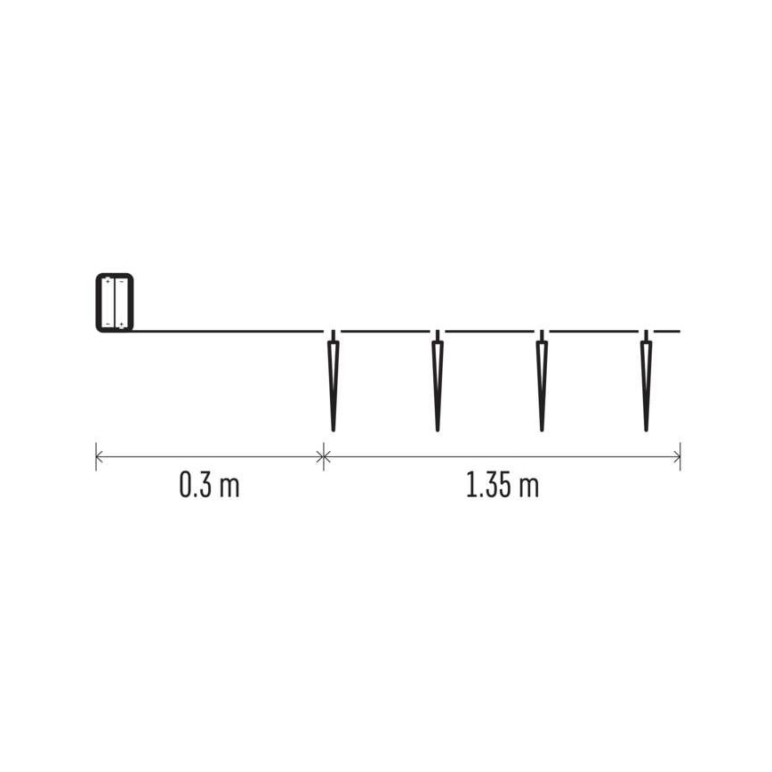 LED fényfüzér 10×LED/2×AA 1,65 m