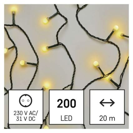 LED fényfüzér 200 LED/8 üzemmód 20 m IP44 meleg fehér