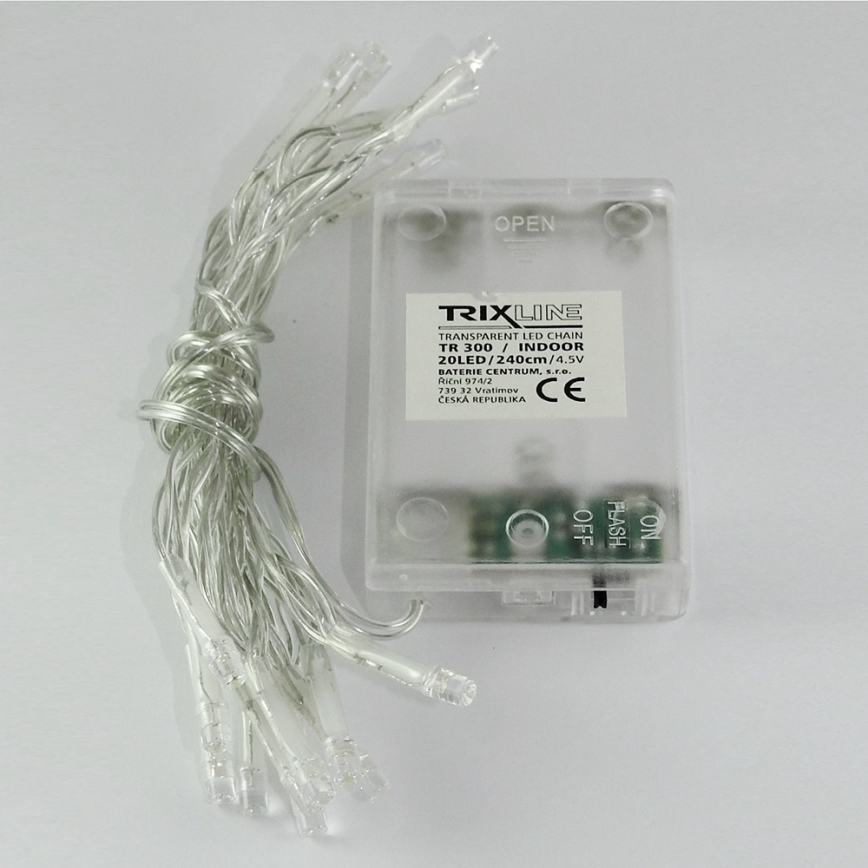 LED  fényfüzér 20xLED/2 funkciós 2,4m hideg fehér