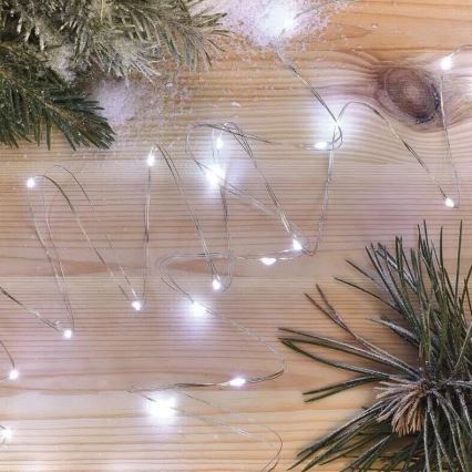 LED fényfüzér 20xLED/2xAA 2,4 m hideg fehér