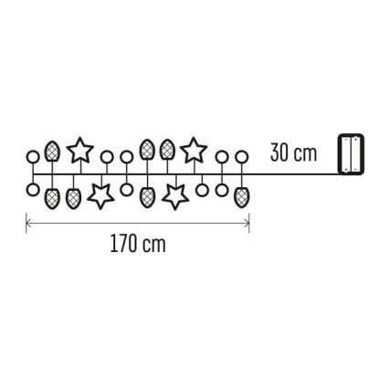 LED fényfüzér 20xLED/2xAA 2m